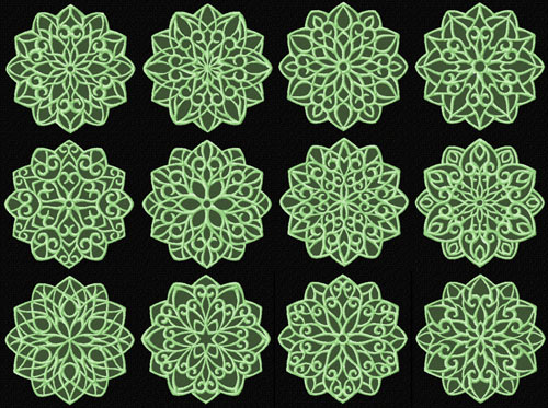 Lacy Snowflakes 12 Machine Embroidery Designs set 4x4