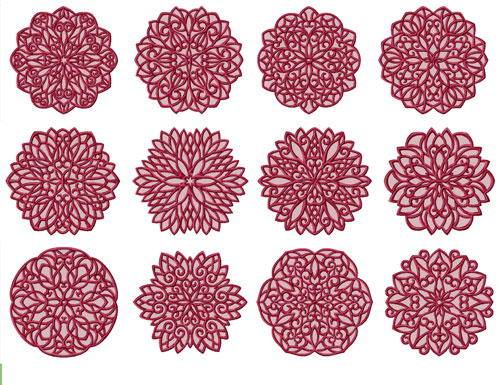 Lacy Snowflakes 12 Machine Embroidery Designs set 5x7