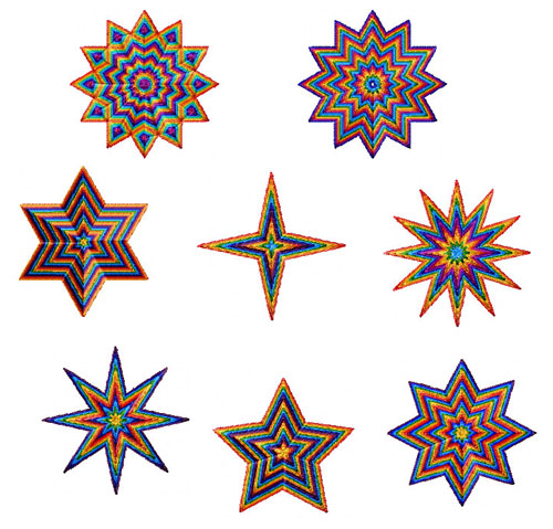 Rainbow Stars 16 Machine Embroidery Designs set 4x4