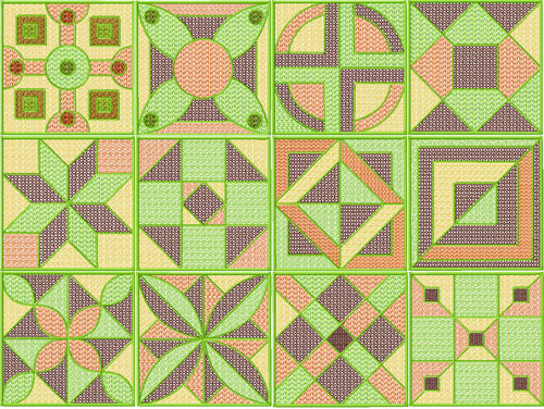 Square Quilt Blocks 12 Machine Embroidery Designs 4x4
