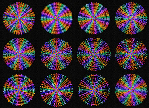 Rainbow Circles 12 Machine Embroidery Designs set 4x4
