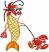 Walking with a Lobster,  Stitches: 9859,  Size: 3.63 x 3.87,  Colors: 4 