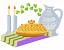Kiddush: Challah, Candles and Jug,  Size: 7.82 x 5.62,  Stitches: 38473,  Colors: 11