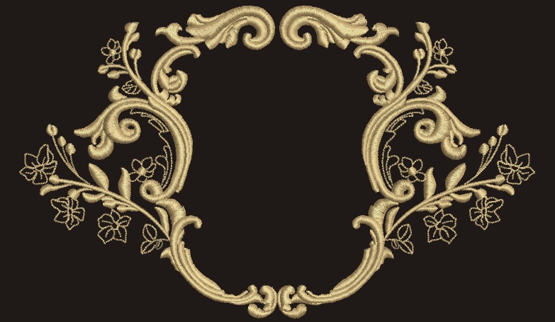 Vintage Baroque Monogram Frame Machine Embroidery Design 