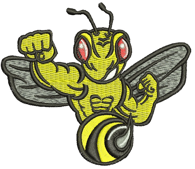 Angry hornet with red eyes Machine Embroidery Design 