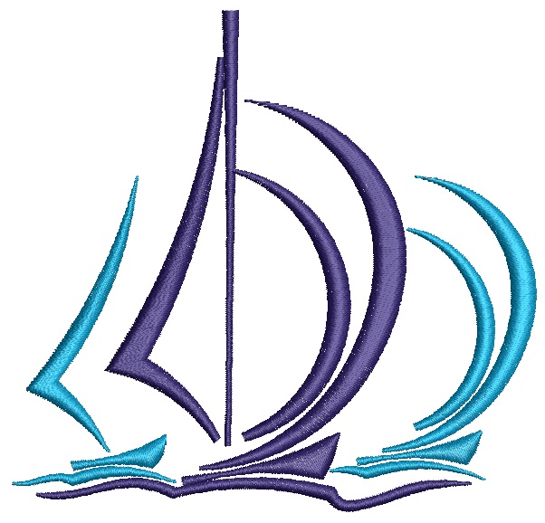 Sailboat Machine Embroidery Design, Minimalist Marine Art, Yacht Sailing Pattern, Digital Embroidery File