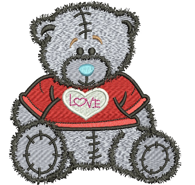 Teddy bear I love you machine embroidery design, instantly download 