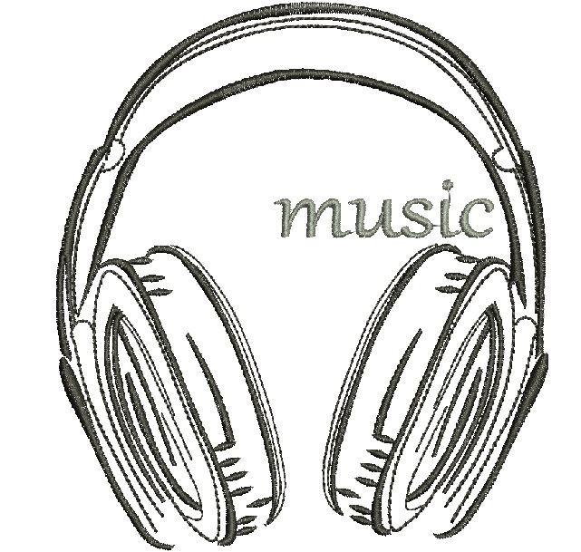 Headphone embroidery Machine Embroidery Design 