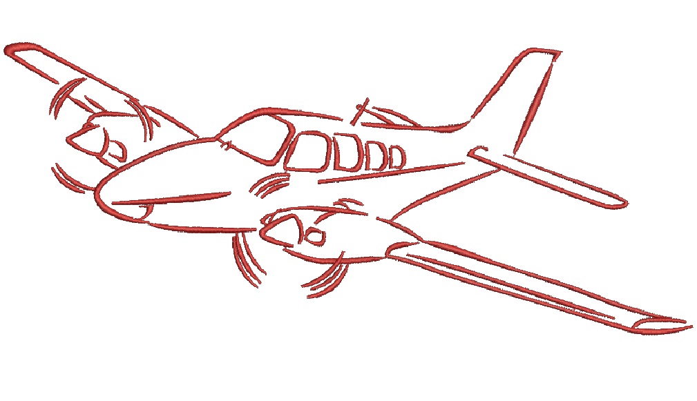 Flying plane outline sketch - machine embroidery design 