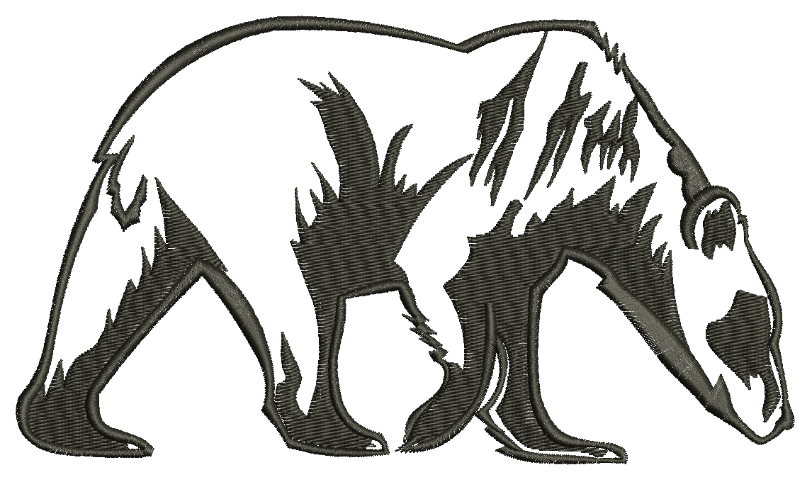 Bear silhouette machine embroidery design, wildlife embroidery pattern, digital embroidery file 