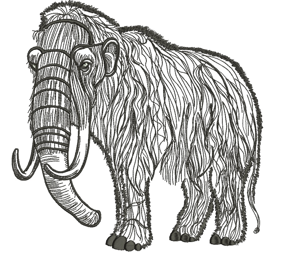 Woolly mammoth machine embroidery design 