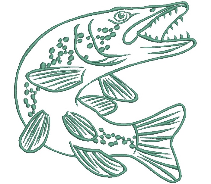 Pike Fish Machine Embroidery Design
