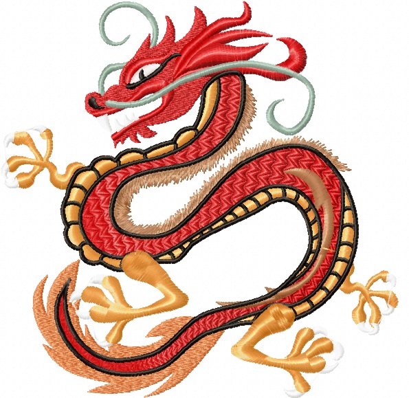 Traditional Chinese Dragon Machine Embroidery Design