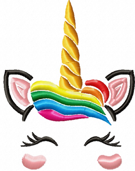 Rainbow Unicorn Face Machine Embroidery Design 