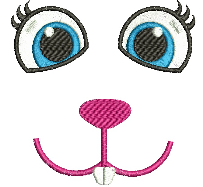 Funny Muzzle of a Hare Bunny Face Machine Embroidery Design 