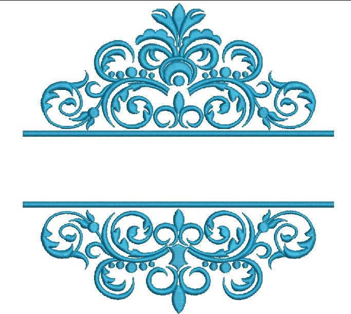 Split Flourish Floral Name Frame Machine Embroidery Design 