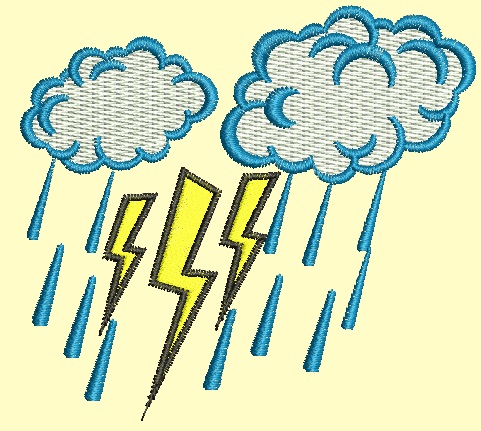 Clouds and Lightning Machine Embroidery Designs 