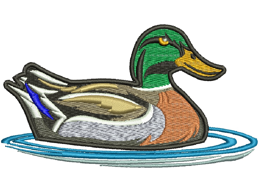 Mallard Duck Machine Embroidery Design 