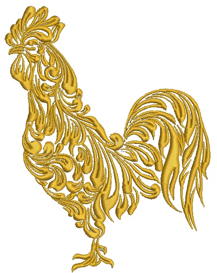 Golden Ornate Rooster Machine Embroidery Design 22102025