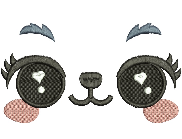 Sweet Animal Eyes Muzzle Machine Embroidery Design 