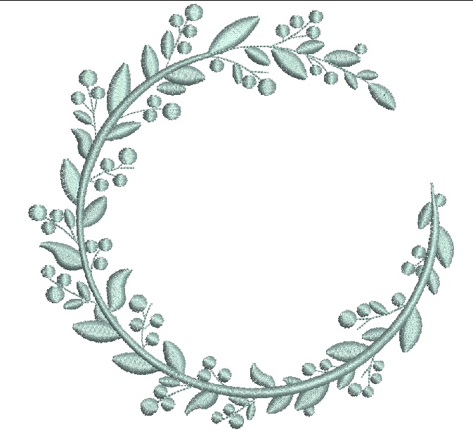 Floral Monogram Wreath Machine Embroidery Design 