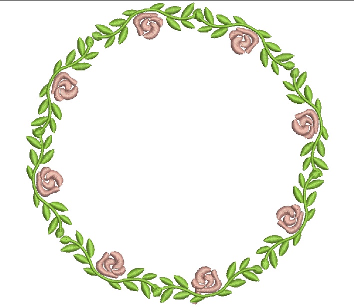 Frame Flowers Wreath Machine Embroidery Design 