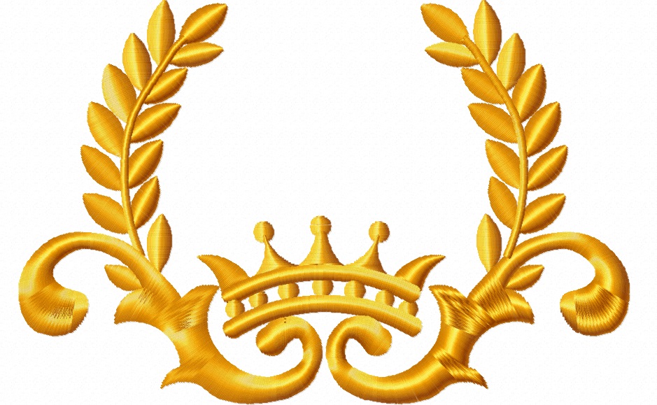 Gold Crown and Laurel Wreath Machine Embroidery Design 