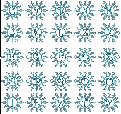 Snowflake Font Monogram Alphabet Machine Embroidery Design 