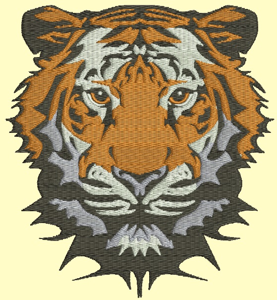 Fierce Tiger Face Machine Embroidery Design 4 Sizes Instant 