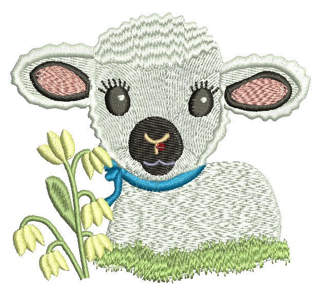Baby lamb machine embroidery design for nursery decor soft toys and children projects  