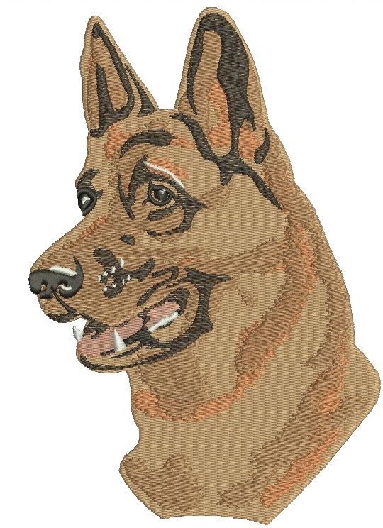 German Shepherd dog machine embroidery design realistic canine for apparel accessories and home decor 