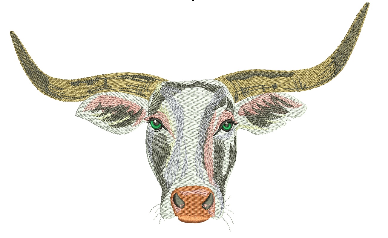 Texas Longhorn Bull Machine Embroidery Design 