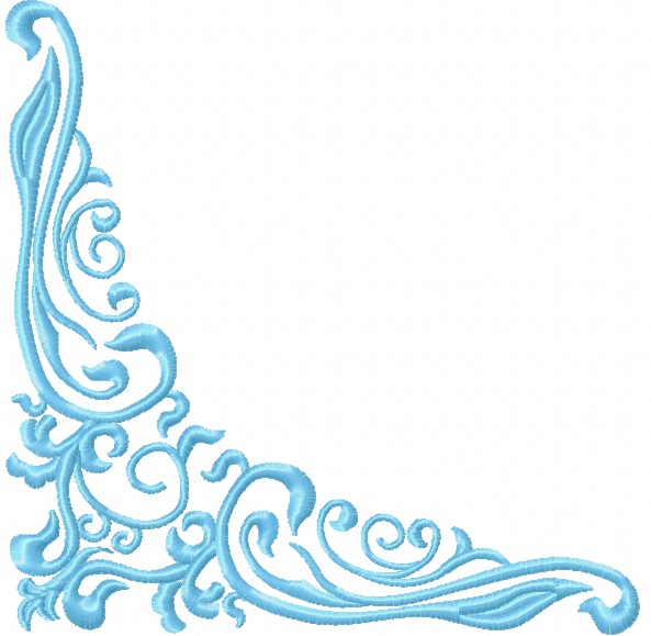 Whorls Corner Machine Embroidery Design, Decorative Scroll Pattern, Ornamental Border Motif, 05022026