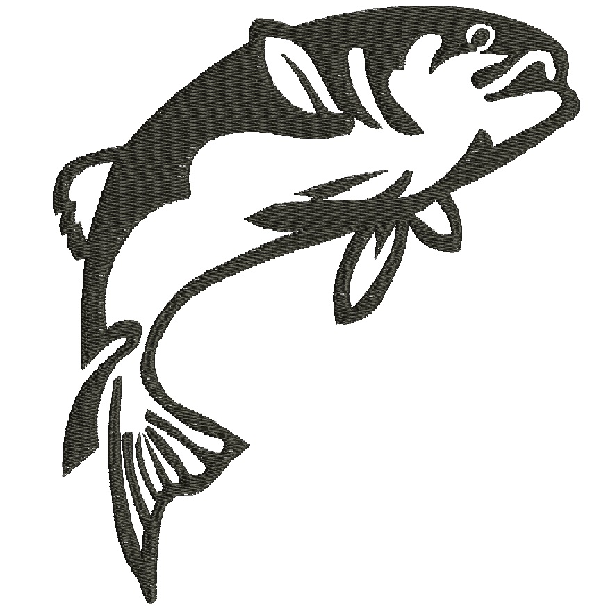 Jumping Fish Machine Embroidery Design, Leaping Trout Silhouette Pattern 05102026