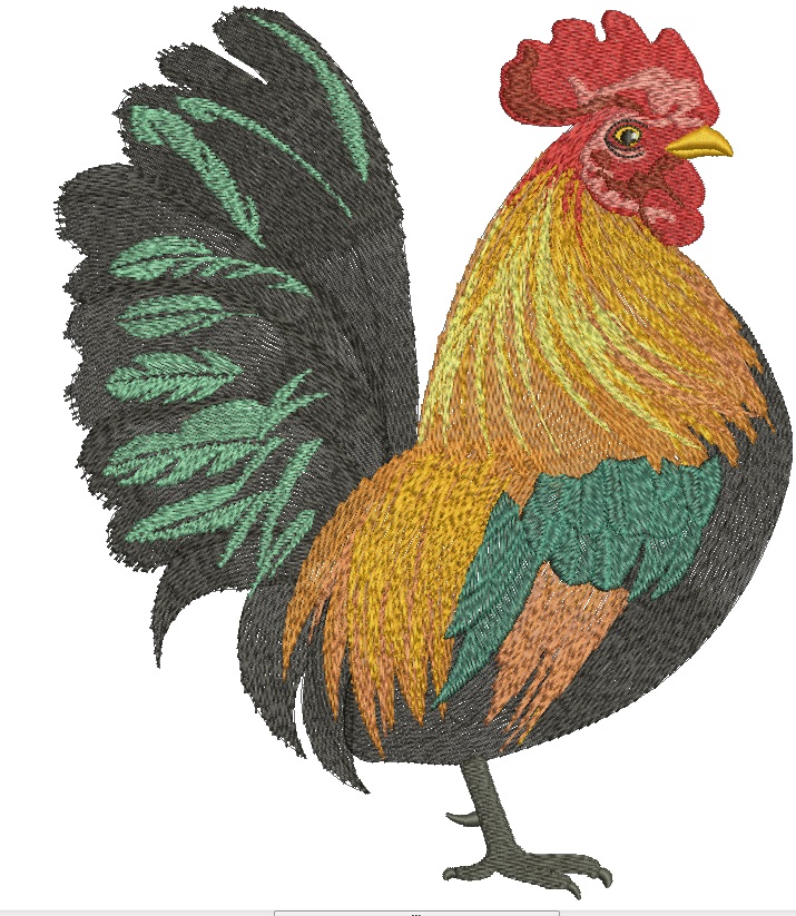 Colorful Rooster Machine Embroidery Design, High-Density Cockerel Digital File  