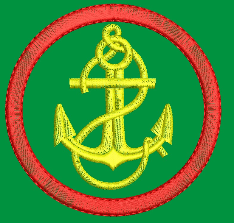 Nautical Anchor in Red Circle Machine Embroidery Design, Maritime Emblem Pattern 