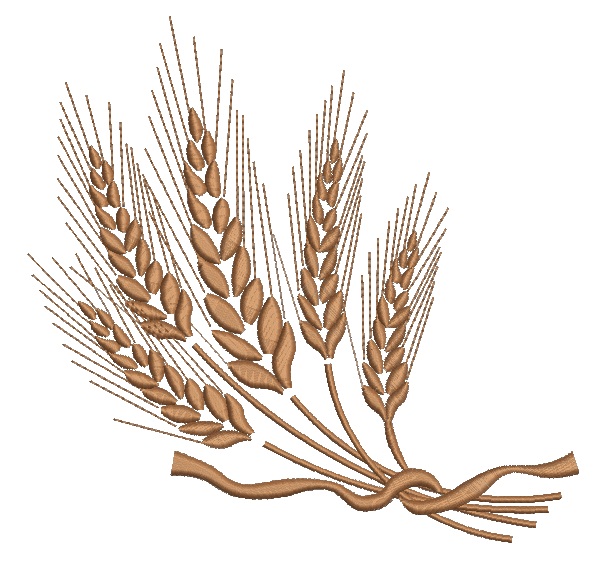 Wheat Spikelets with Ribbon Machine Embroidery Design 4 Sizes 