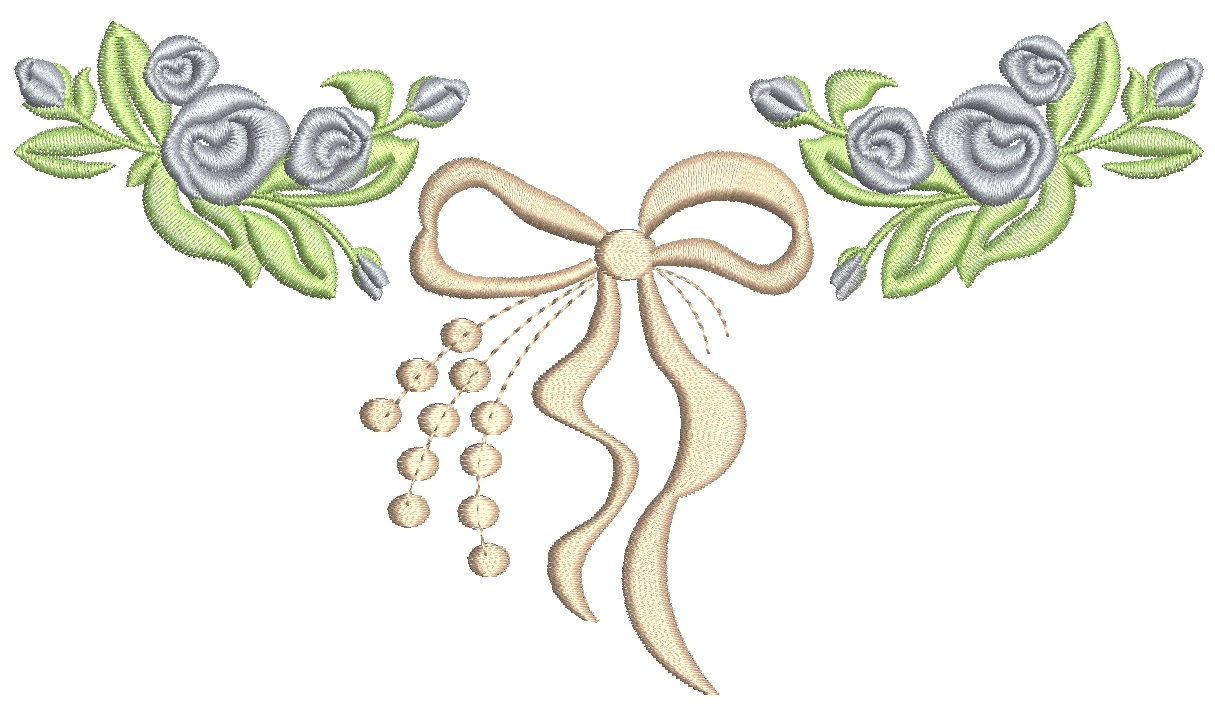 Floral Bouquet and Bowl Machine Embroidery Design 