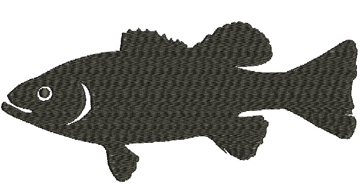 Bass Fish Silhouette Machine Embroidery Design, instantly download 