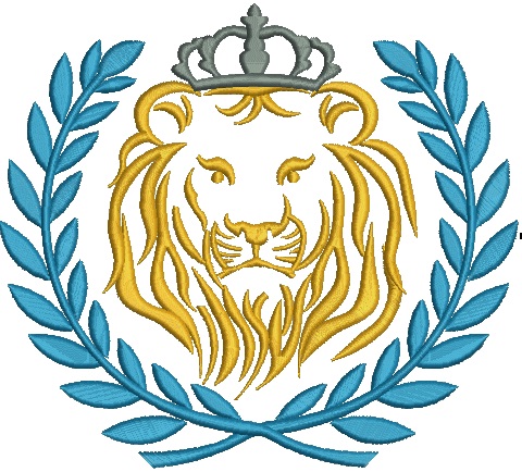 Lion Head and Laurel Wreath Machine Embroidery Design 