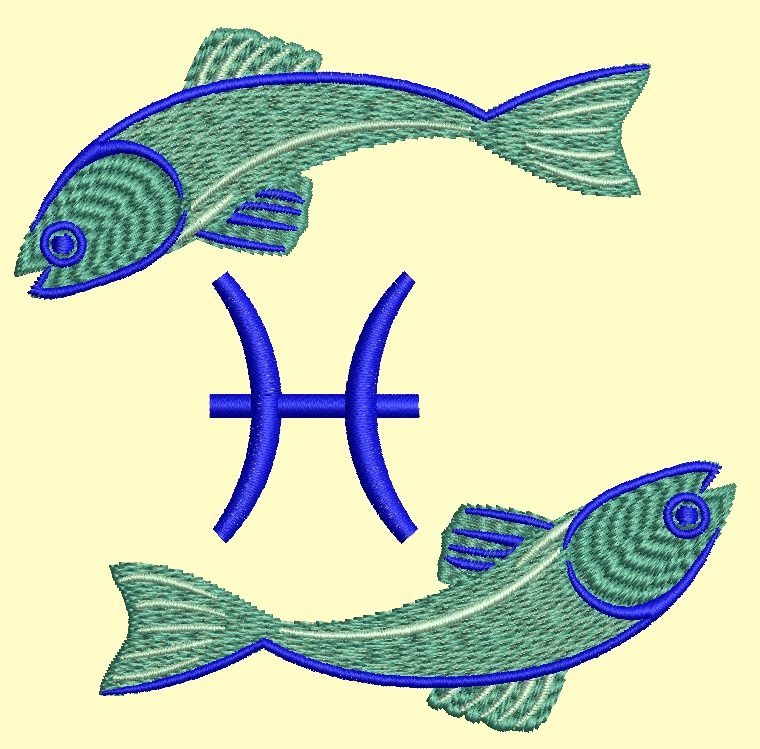 Pisces Zodiac Sign Machine Embroidery Design 