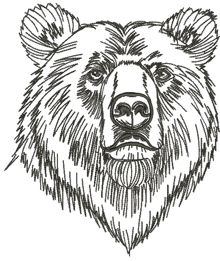 Realistic Bear Machine Embroidery Design 