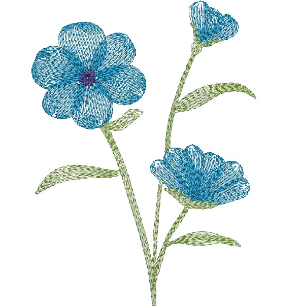 Simple Blue Wildflowers Machine Embroidery DesignSimple Blue Wildflowers Machine Embroidery Design 