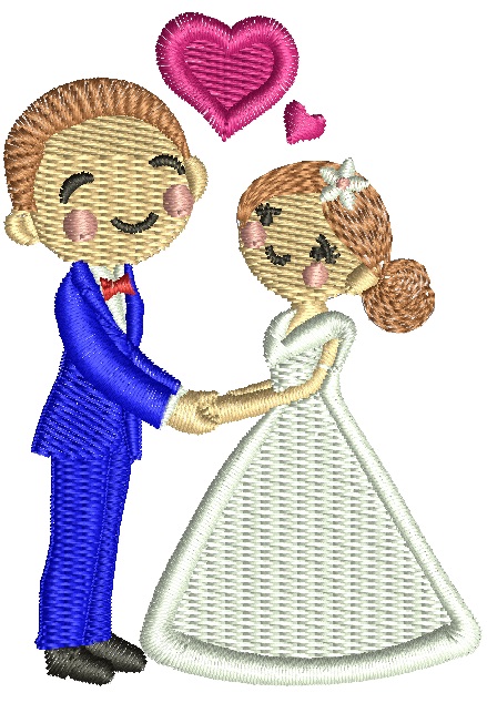 Couple Bride and Groom Machine Embroidery Design 