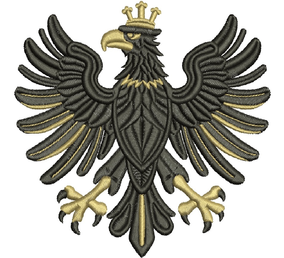 Black Imperial Eagle Machine Embroidery Design, Heraldic Eagle Crest, Royal Coat of Arms Embroidery, Medieval Emblem 