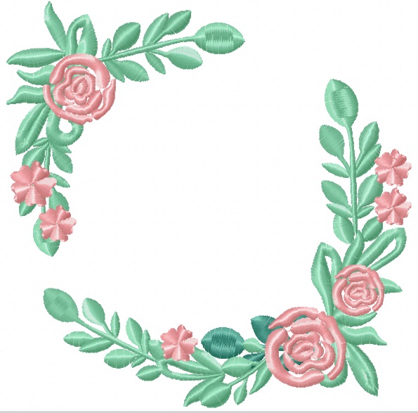 Flowers frame for monogram, Machine Embroidery Design 