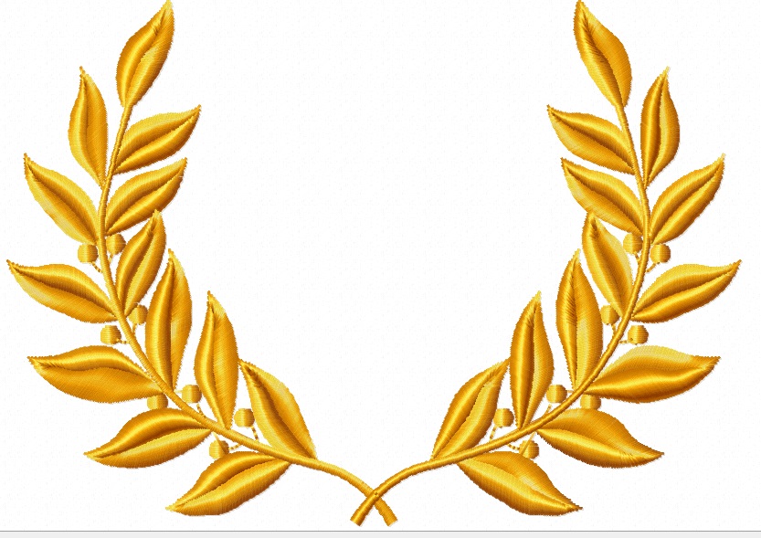 Gold Laurel Wreath Machine Embroidery Design 