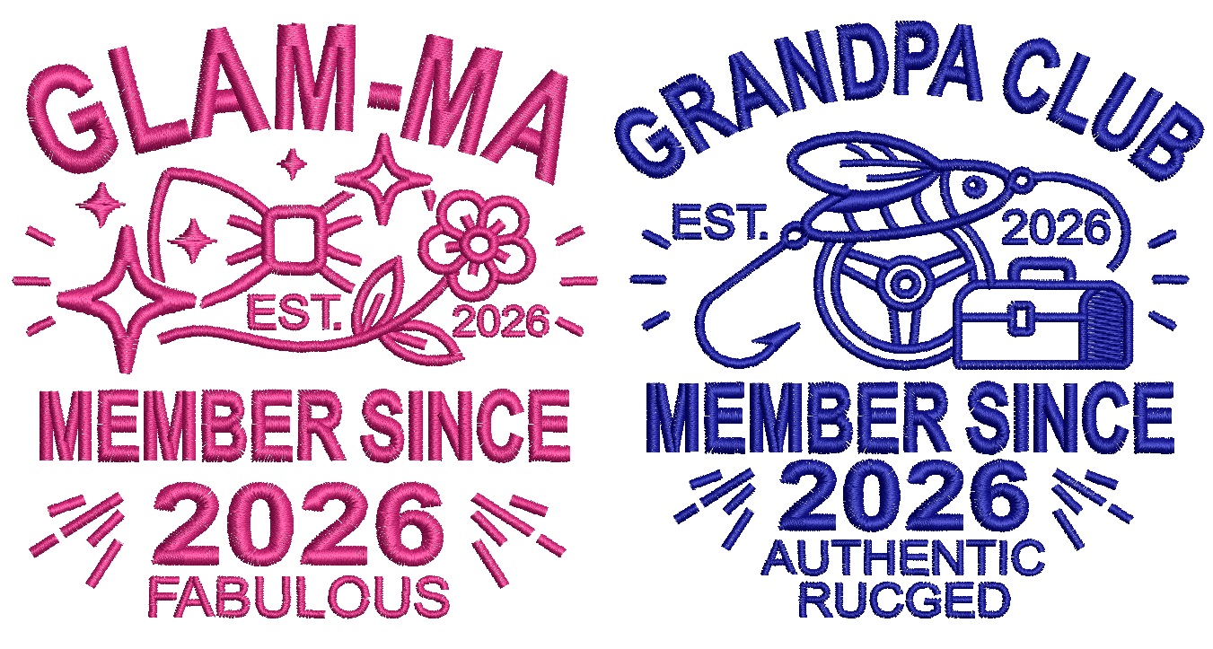 Grandparents Set Glam Ma Grandpa Club Machine Embroidery Design Matching Shirts Pattern 4x4 5x5 