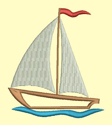 Sailboat Machine Embroidery Design, Nautical Ship Maritime Pattern 