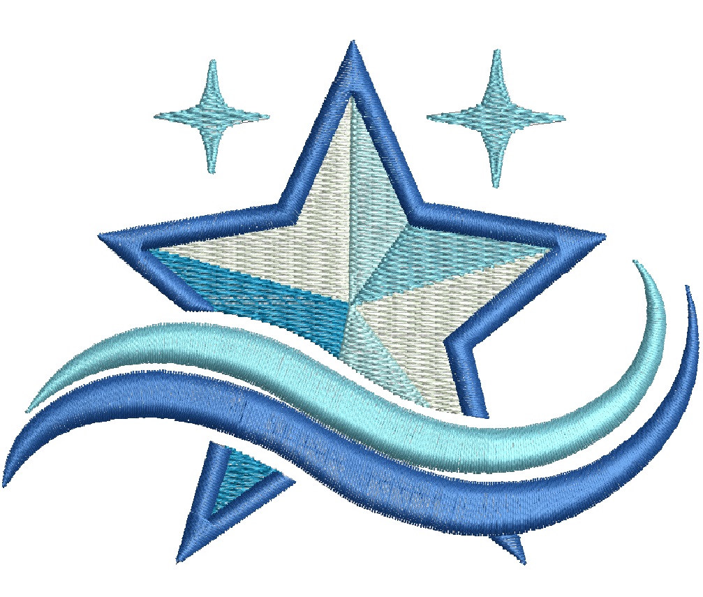 Geometric Star and Wave Machine Embroidery Design
